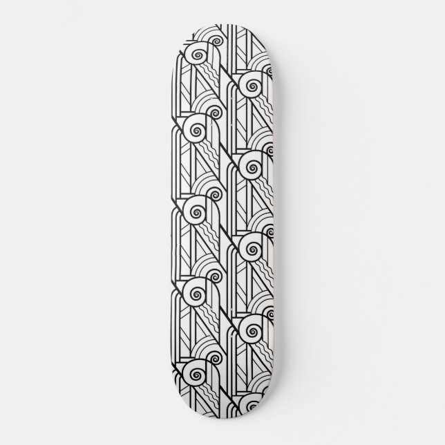 Skateboard Motif noir et blanc d'art déco (Recto)