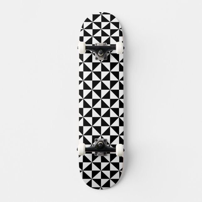 Skateboard Motif noir et blanc de triangle (Recto)