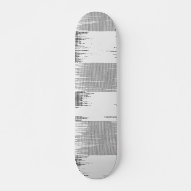 Skateboard Motif noir moderne d'ikat de blanc gris (Devant)