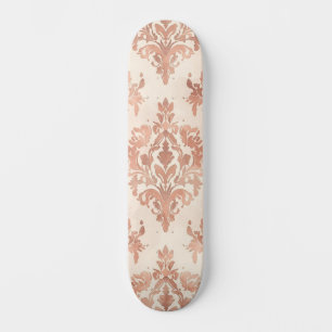Skateboard Motif ornemental aquarelle damassé pêche chaud