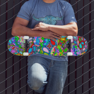 Skateboard Motif Peint À La Main Et Numériquement Art 54