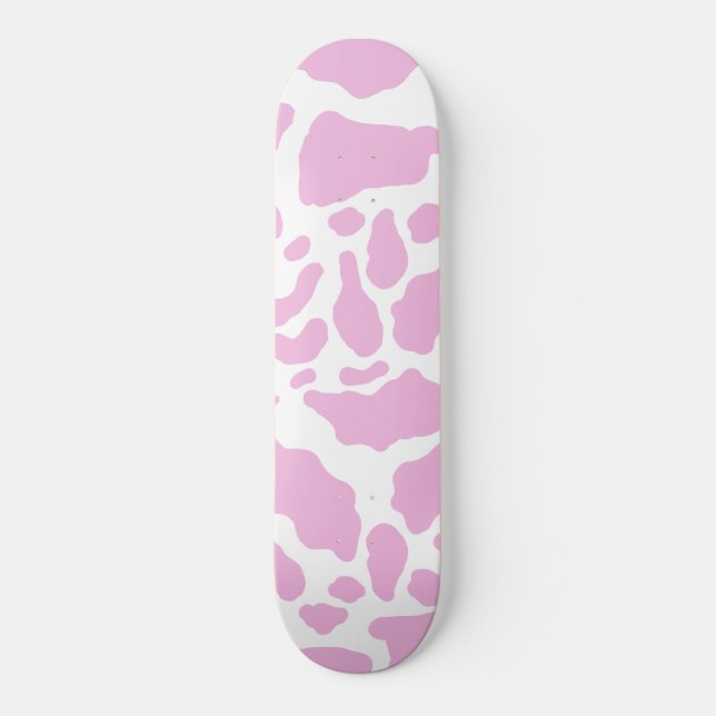 Skateboard Motif Poster de animal des points de vache rose (Recto)