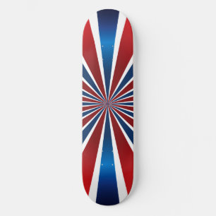 Skateboard Motif radial bleu rouge