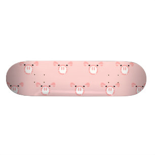 Skateboard Motif répétitif face de porc rose