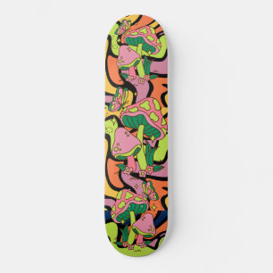 Skateboard Motif rétro de champignons psychédéliques