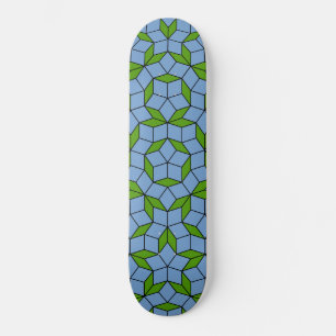Skateboard Motif Rhombus Penrose vert et bleu