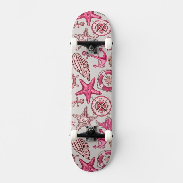 Skateboard Motif rose de mer (Recto)