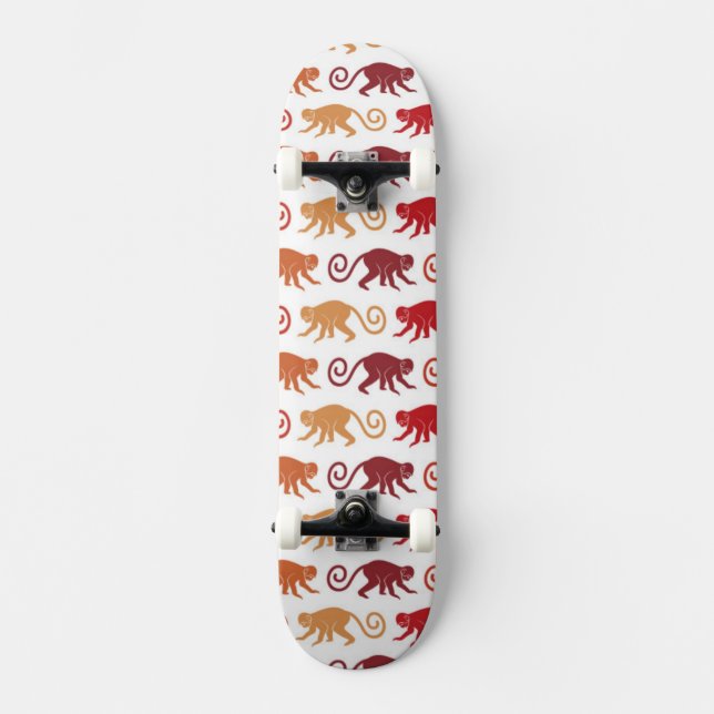 Skateboard Motif rouge de singes (Recto)