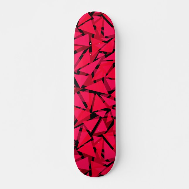 Skateboard motif rouge vif, géométrique, abstrait (Devant)