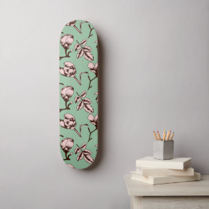 Skateboard Motif sans couture avec bourgeons floraux des arbr