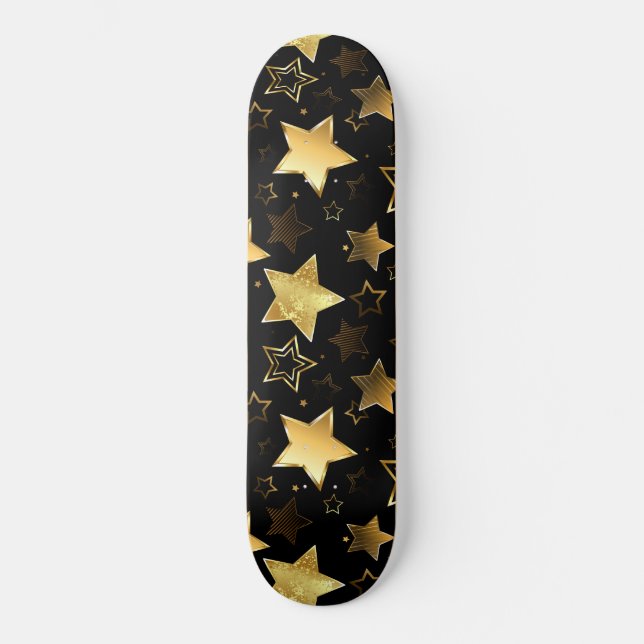 Skateboard Motif sans couture avec des étoiles dorées (Recto)
