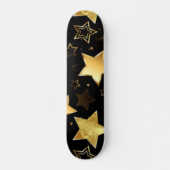 Skateboard Motif sans couture avec étoiles d'or (Devant)