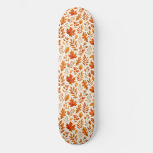 Skateboard Motif sans couture de feuilles d'automne chaudes