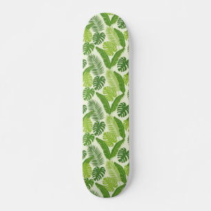 Skateboard Motif sans couture de feuilles tropicales & Monste