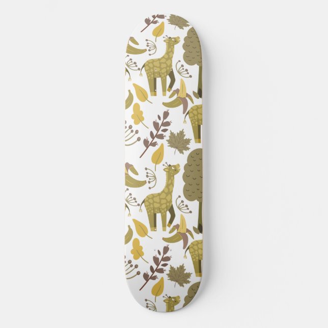 Skateboard Motif sans couture Giraffe jaune blanc arrière - p (Recto)