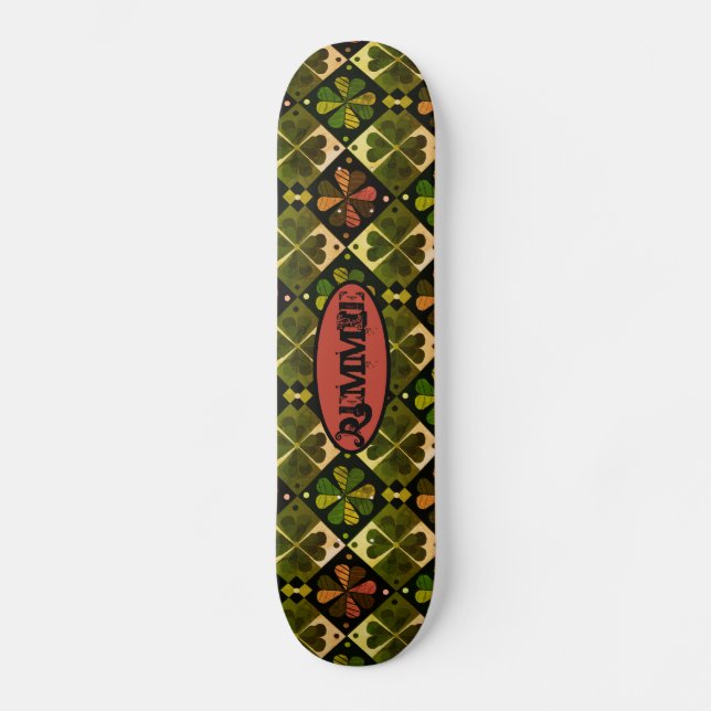 Skateboard Motif shamrock Checkerboard (Recto)