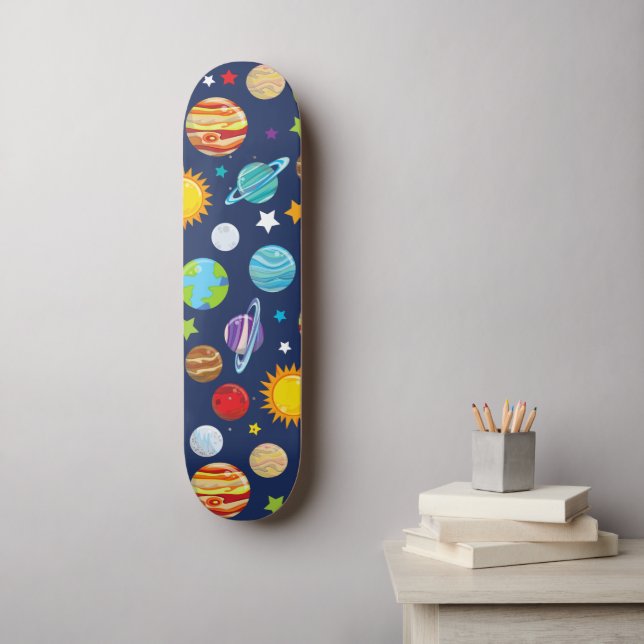 Skateboard Motif spatial, Planètes, Étoiles, Cosmos, Galaxie (Art mural)