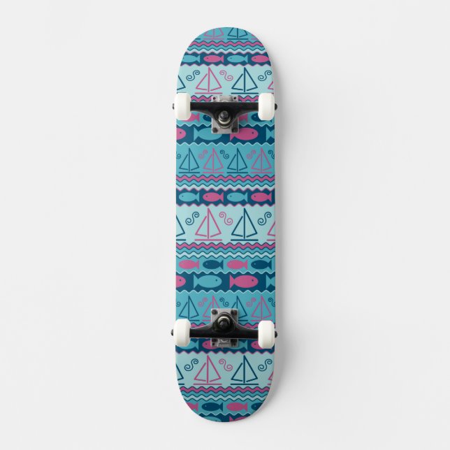 Skateboard Motif superbe de poissons et de voilier (Recto)