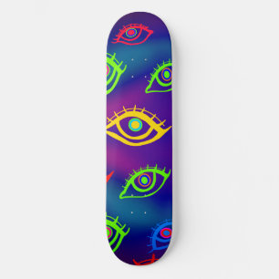 Skateboard Motif tendance néon coloré yeux