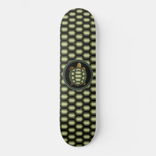Skateboard Motif tortue et coquille en vert et noir