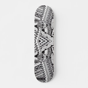 Skateboard Motif tribal géométrique moderne noir et blanc