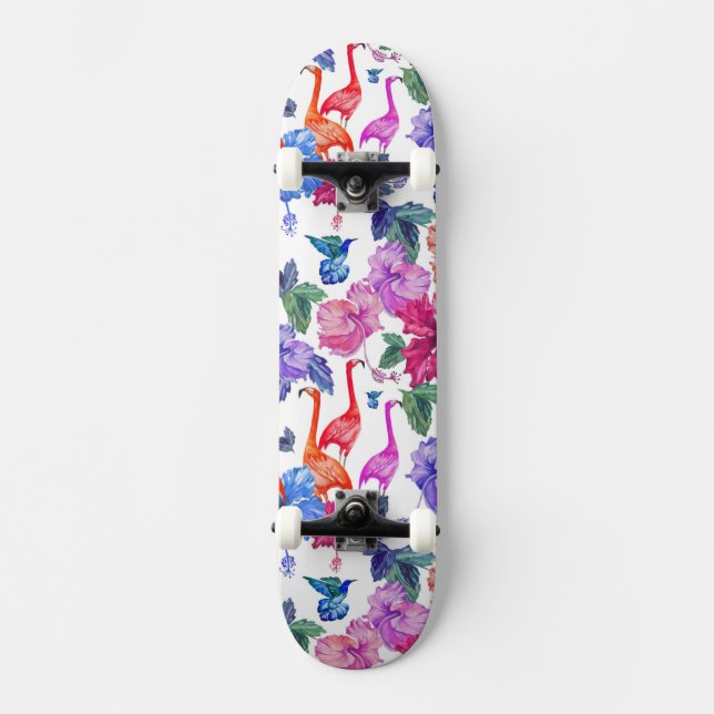 Skateboard Motif tropical d'aquarelle (Recto)