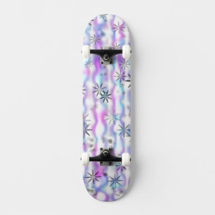 Skateboard Motif Vagues Étoilées Envoûtantes