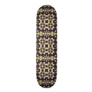 Skateboard Motif vintage de damassé d'art, d'or