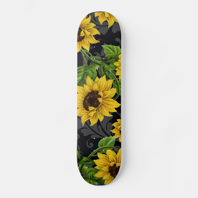 Skateboard motif Vintage de tournesol (Recto)