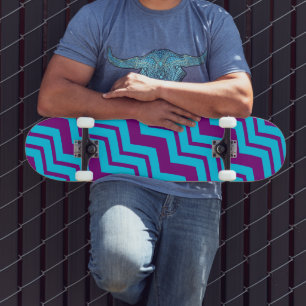 Skateboard Motif Zigzag Chevron Violet Bleu