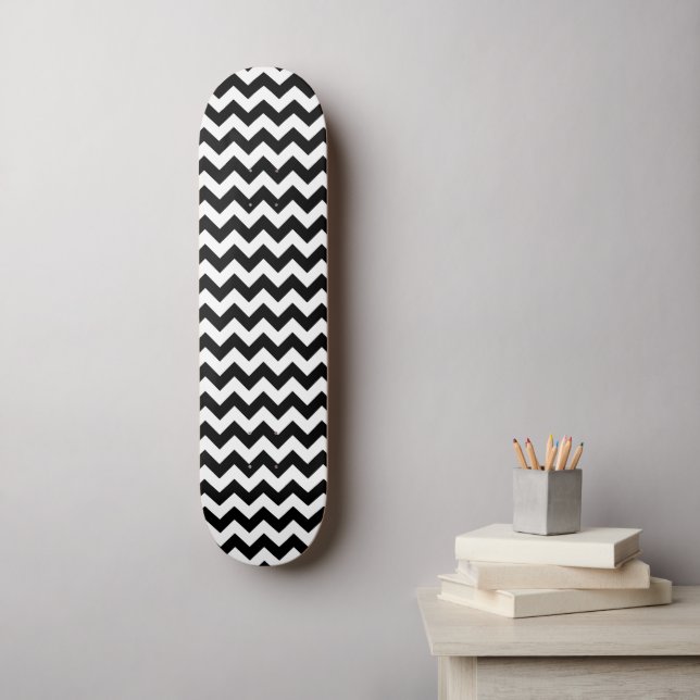 Skateboard Motif Zigzag noir et blanc, Motif Chevron (Art mural)