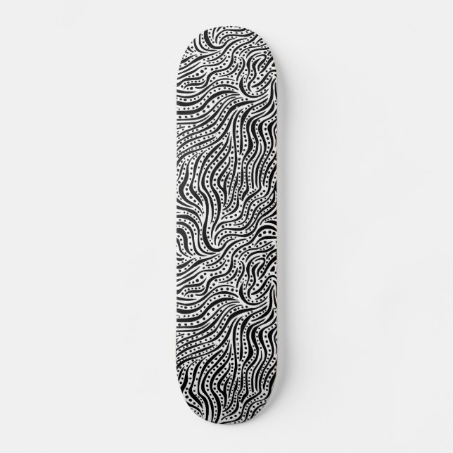 Skateboard Motion sur l'eau v2 - Noir sur le bois (Recto)
