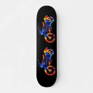 SKATEBOARD MOTORCYCLE COLORÉ MÉLANGE NEON PEINT 