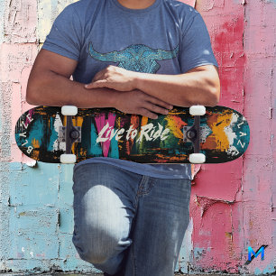Skateboard Mountain Abstract Graffiti - Devise Vivez pour Rou