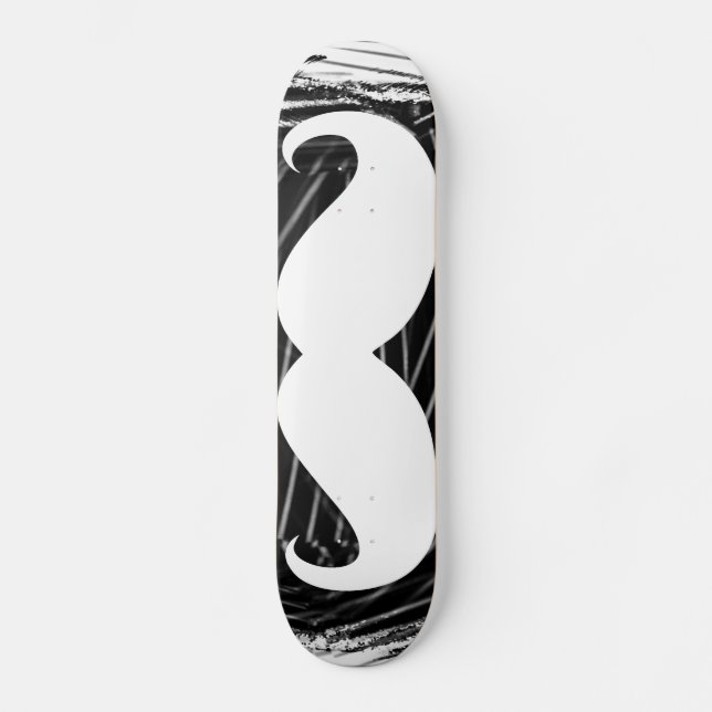 Skateboard Moustache blanche amusante (Recto)
