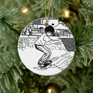Skateboard Moves - Young Skateboarder Ceramic Ornament
