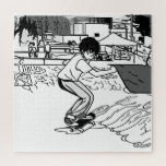Skateboard Moves - Young Skateboarder Jigsaw Puzzle<br><div class="desc">This young skateboarder is riding his skateboard after speeding down the ramp like a pro.</div>