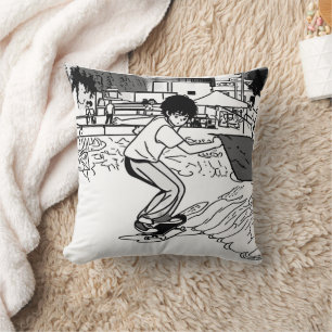 Skateboard Moves - Young Skateboarder Throw Pillow