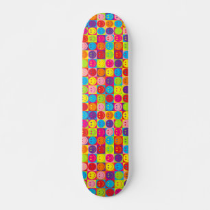 Skateboard Multicolor Pop Happy Face Carrés