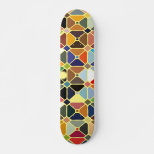 Skateboard Multicolore geometric patterns with octagon shapes