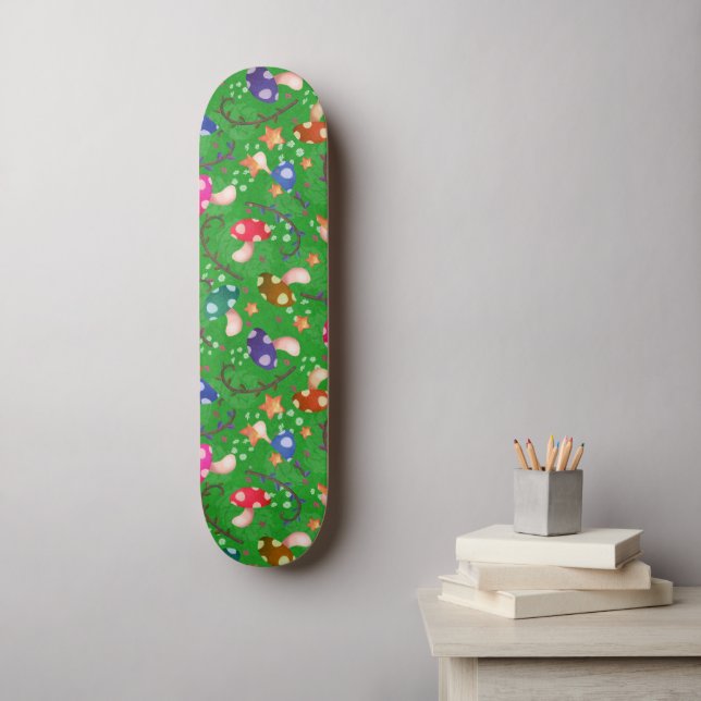 Skateboard Mushroom Fairytale arc-en-ciel (Art mural)