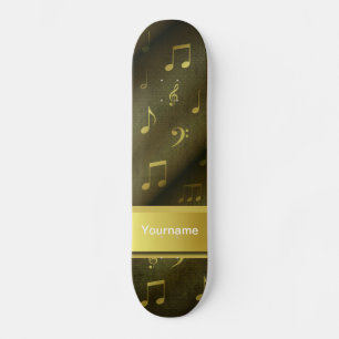 Skateboard musique, note, partition, or, bannière, modèle,