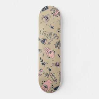 Skateboard Mystic Esoteric rose mal oeil poitrine main beige