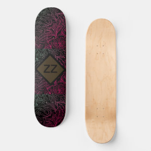 Skateboard Nature florale vintage Monogramme personnalisation