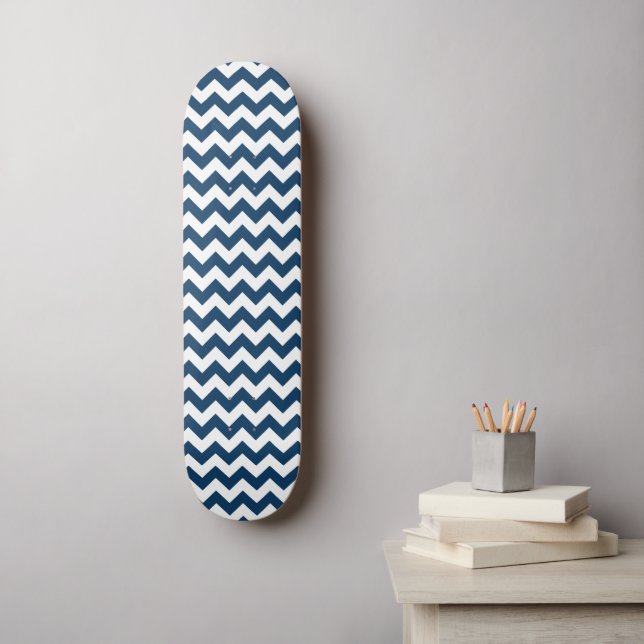 Skateboard Navy Zigzag, Navy Chevron, Motif géométrique (Art mural)
