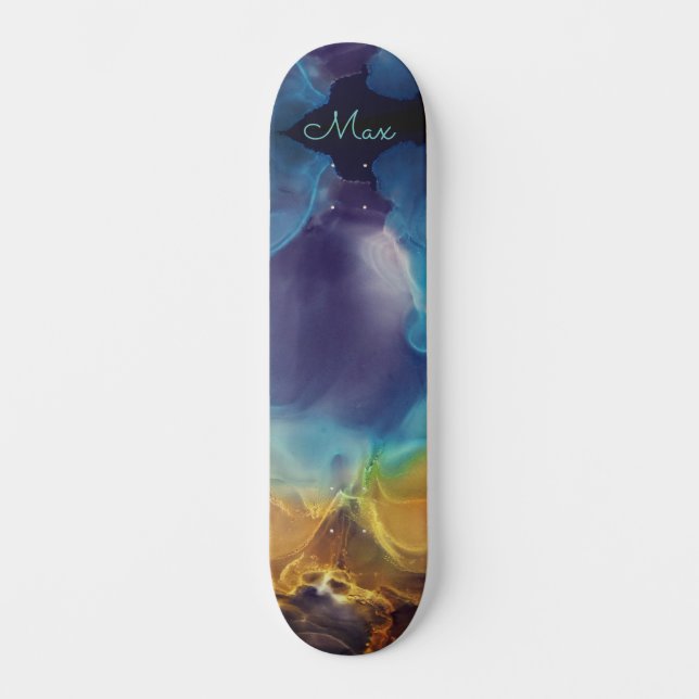 Skateboard Nebula abstraite de feu et de glace (Recto)