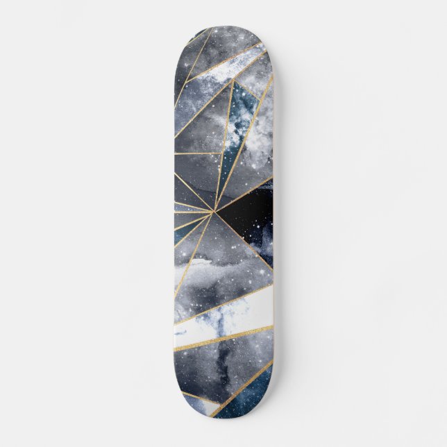 Skateboard Nebula Galaxie moderne Triangles géométriques d'or (Recto)
