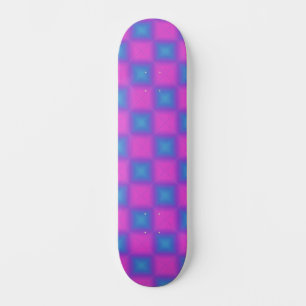 Skateboard Neon Blue & Pink À damiers Motif