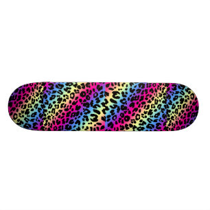 Skateboard Neon Rainbow Leopard Motif Imprimer