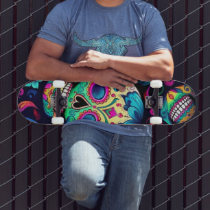 Skateboard Neon Sugar Skull